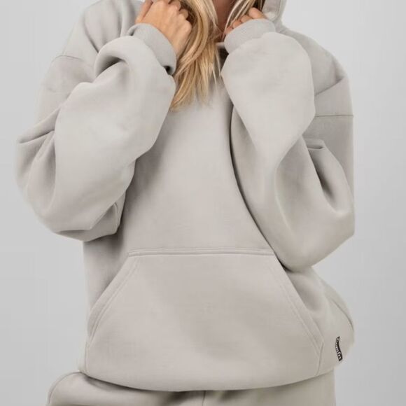 NEW Comfrt Minimalist Cement Gray Oversized Baggy Weighted Unisex Relax Hoodie - Picture 6 of 8